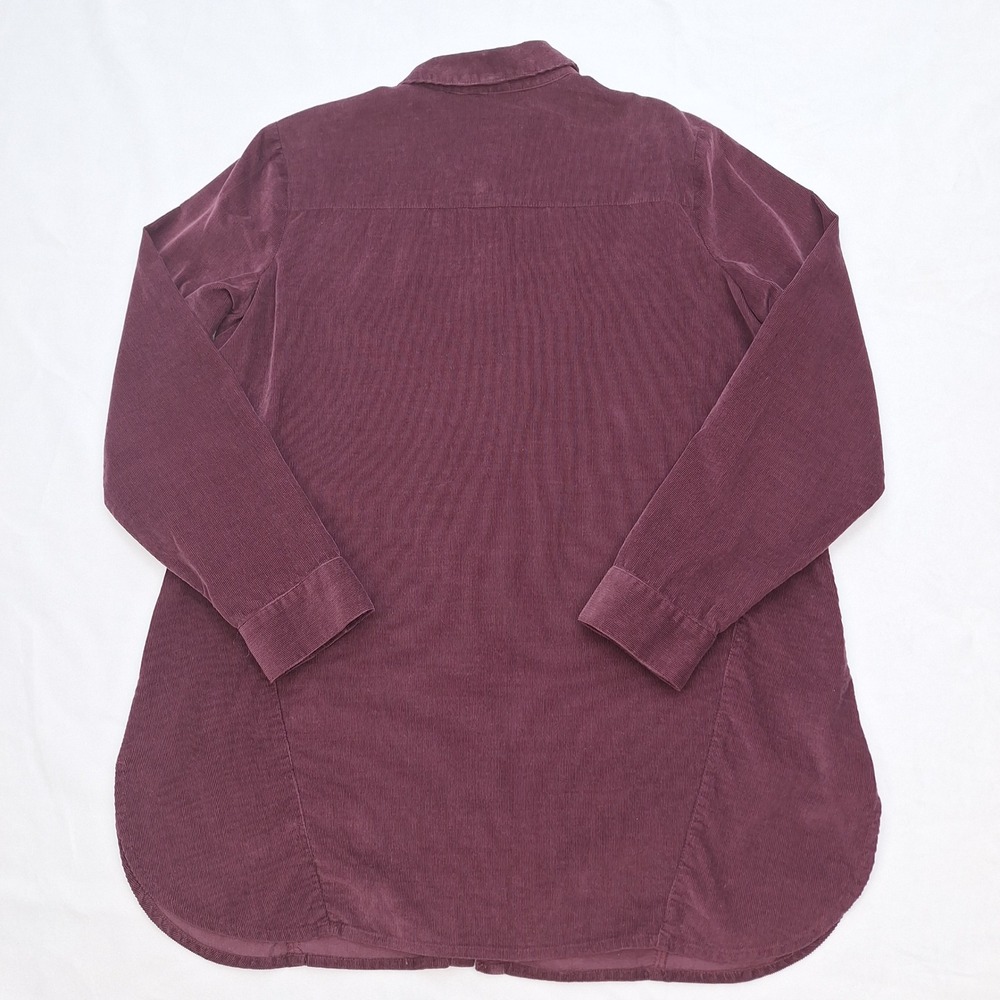 J Jill Shirt Womens Small Burgundy Lightweight Corduroy Button Down Long Sleeve - Picture 2 of 8